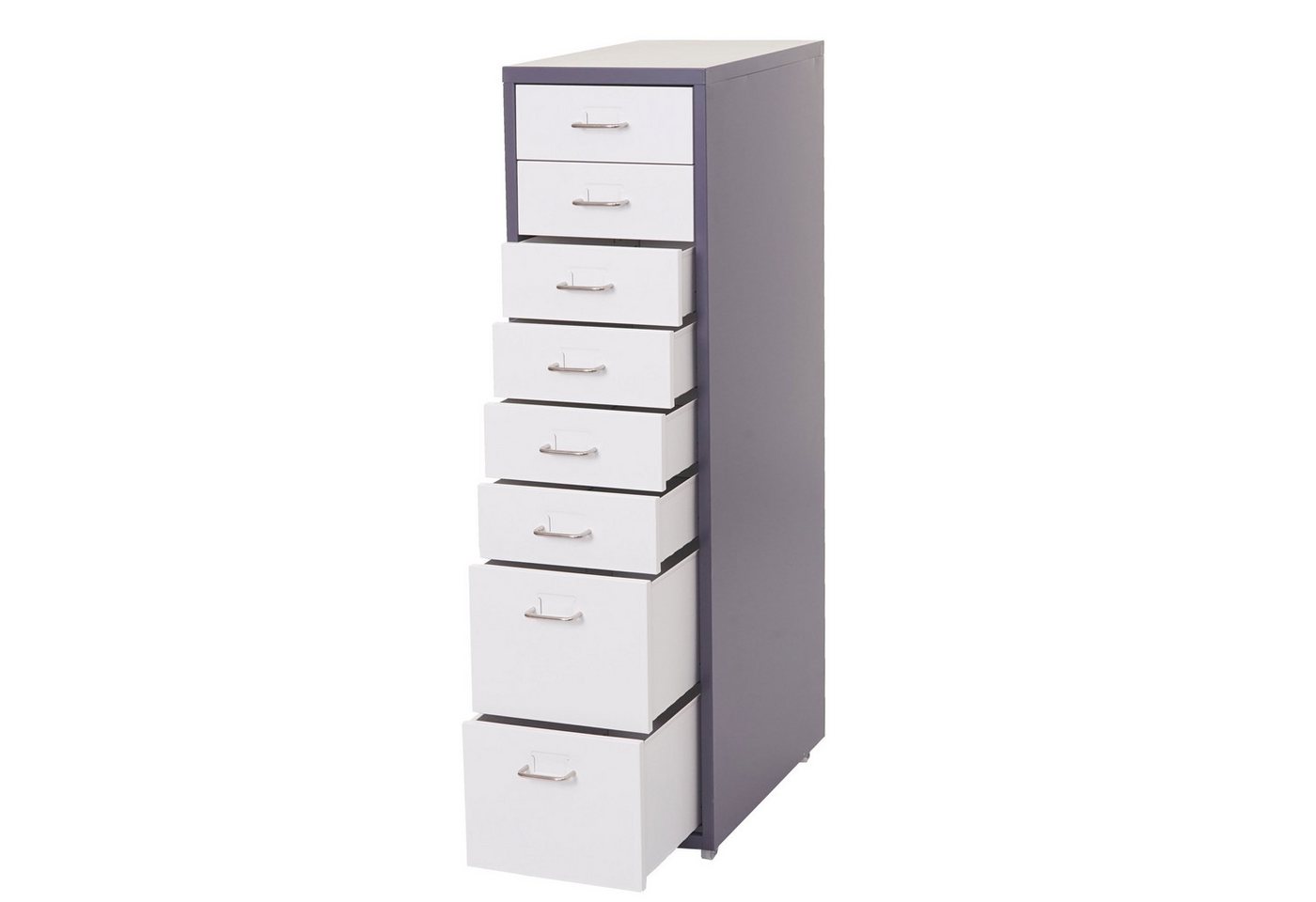 PROREGAL® Container Rollcontainer Housten 110x28x41cm 8 Schubladen Dunkelgrau Weiß von PROREGAL®