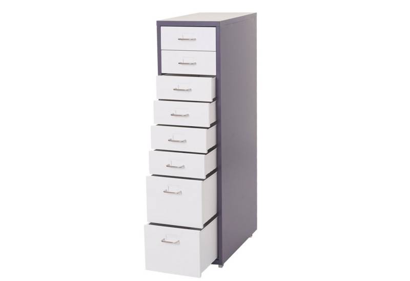 PROREGAL® Container Rollcontainer Housten 110x28x41cm 8 Schubladen Dunkelgrau Weiß von PROREGAL®