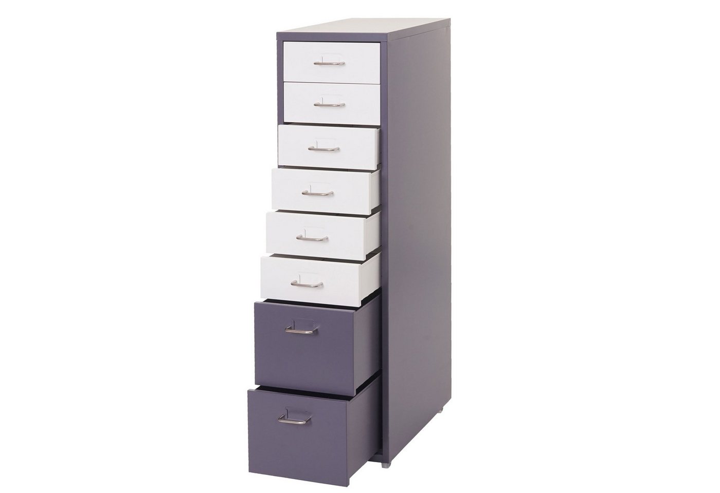 PROREGAL® Container Rollcontainer Housten 110x28x41cm 8 Schubladen Weiß-Dunkelgrau von PROREGAL®