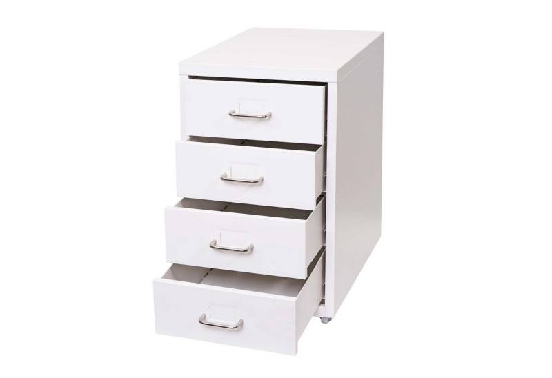 PROREGAL® Container Rollcontainer Housten 48x28x41cm 4 Schubladen Weiß Stahlschrank von PROREGAL®