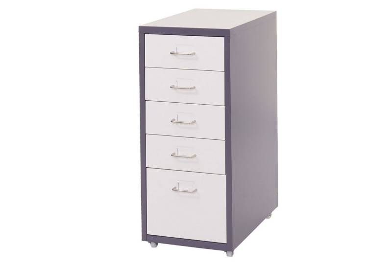 PROREGAL® Container Rollcontainer Housten 69x28x41cm 5 Schubladen Dunkelgrau Weiß von PROREGAL®