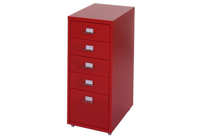PROREGAL® Container Rollcontainer Housten 69x28x41cm 5 Schubladen Rot Stahlschrank von PROREGAL®