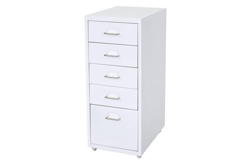 PROREGAL® Container Rollcontainer Housten 69x28x41cm 5 Schubladen Weiß Stahlschrank von PROREGAL®