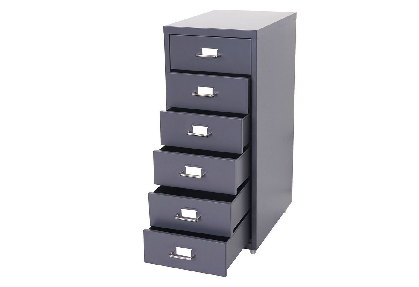 PROREGAL® Container Rollcontainer Housten 69x28x41cm 6 Schubladen Dunkelgrau Stahlschrank von PROREGAL®