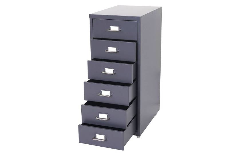 PROREGAL® Container Rollcontainer Housten 69x28x41cm 6 Schubladen Dunkelgrau Stahlschrank von PROREGAL®