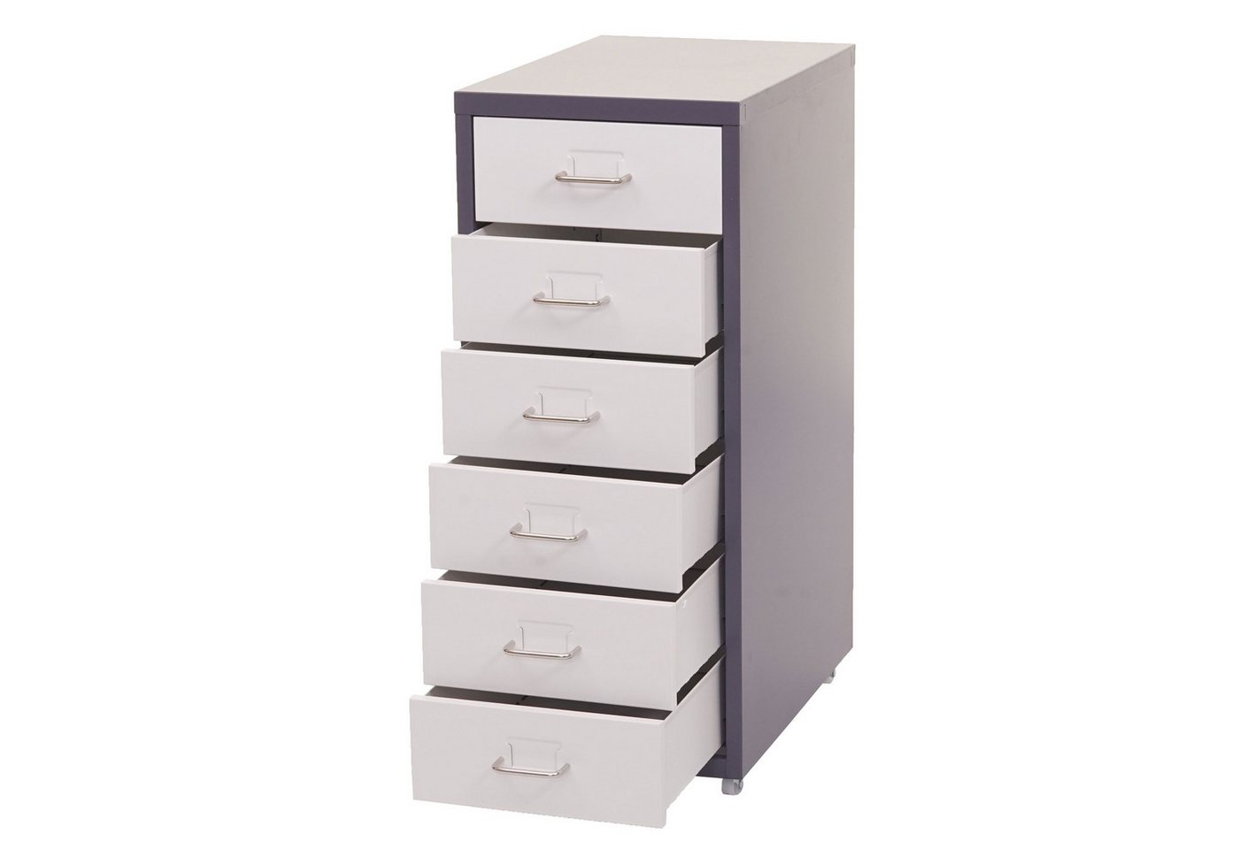 PROREGAL® Container Rollcontainer Housten 69x28x41cm 6 Schubladen Dunkelgrau Weiß von PROREGAL®