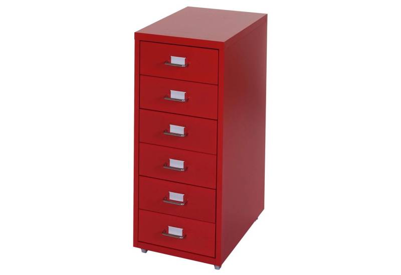 PROREGAL® Container Rollcontainer Housten 69x28x41cm 6 Schubladen Rot Stahlschrank von PROREGAL®