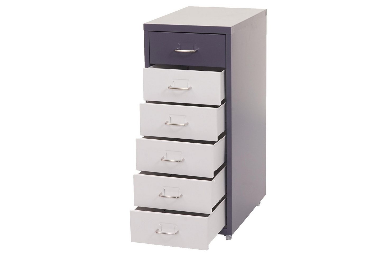 PROREGAL® Container Rollcontainer Housten 69x28x41cm 6 Schubladen Weiß-Dunkelgrau von PROREGAL®
