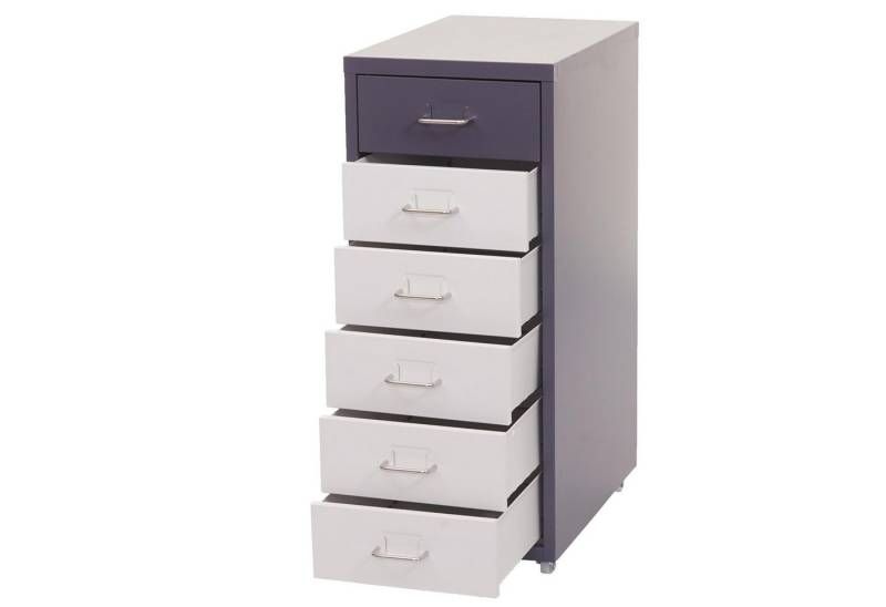 PROREGAL® Container Rollcontainer Housten 69x28x41cm 6 Schubladen Weiß-Dunkelgrau von PROREGAL®