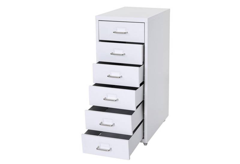 PROREGAL® Container Rollcontainer Housten 69x28x41cm 6 Schubladen Weiß Stahlschrank von PROREGAL®