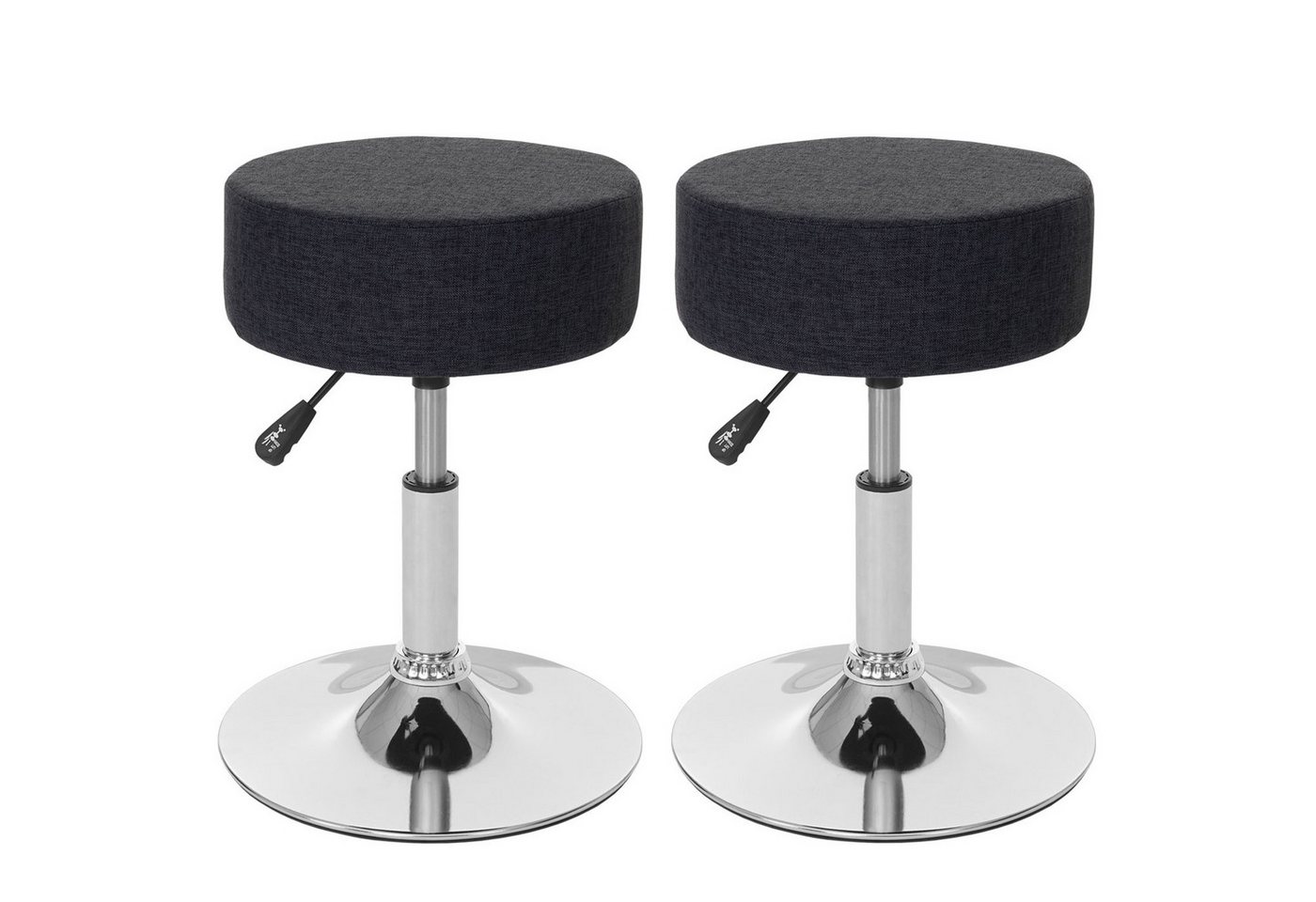 PROREGAL® Drehhocker 2x Hocker höhenverstellbar, drehbar Sitzhöhe 43-55cm Stoff Dunkelgrau (2 St), 360° drehbar & stufenlos höhenverstellbarer Sitzhocker Schminkhocker von PROREGAL®