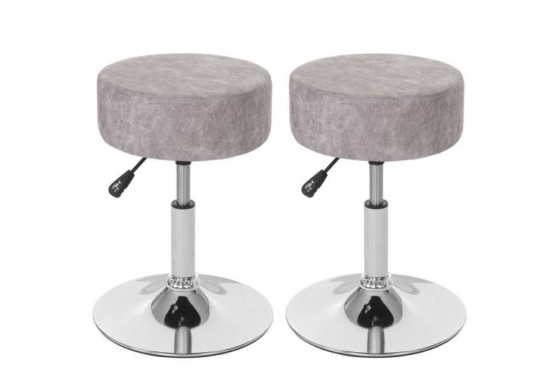 PROREGAL® Drehhocker 2x Hocker höhenverstellbar & drehbar Sitzhöhe 43-55cm Vintage Grau (2 St), 360° drehbar & stufenlos höhenverstellbarer Sitzhocker Schminkhocker von PROREGAL®