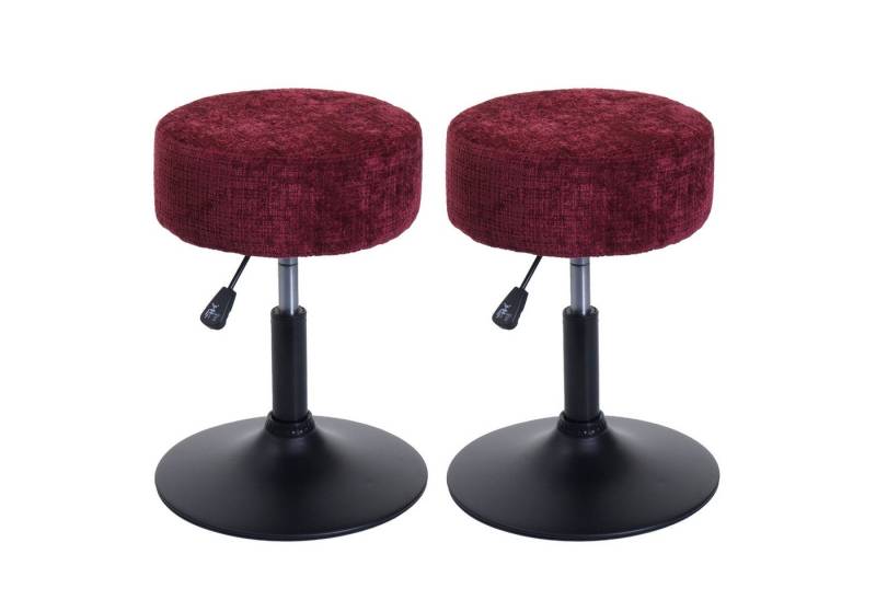 PROREGAL® Drehhocker 2x Hocker höhenverstellbar & drehbar Sitzhöhe 45-57cm Stoff Bordeaux (2 St), 360° drehbar & stufenlos höhenverstellbarer Sitzhocker Schminkhocker von PROREGAL®