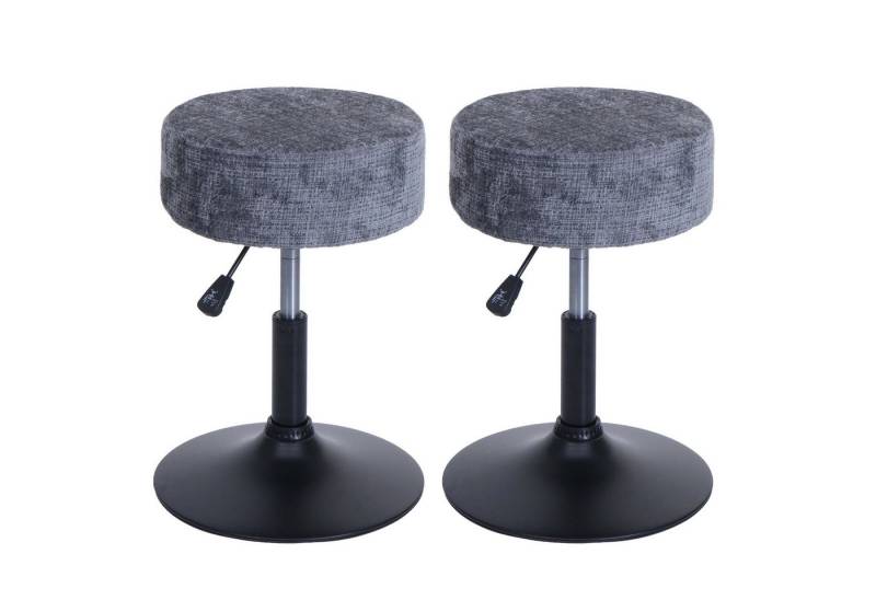 PROREGAL® Drehhocker 2x Hocker höhenverstellbar & drehbar Sitzhöhe 45-57cm Stoff Dunkelgrau (2 St), 360° drehbar & stufenlos höhenverstellbarer Sitzhocker Schminkhocker von PROREGAL®