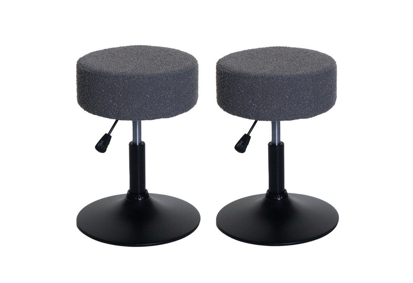 PROREGAL® Drehhocker 2x Hocker höhenverstellbar & drehbar Sitzhöhe 45-57cm Stoff Dunkelgrau (2 St), 360° drehbar & stufenlos höhenverstellbarer Sitzhocker Schminkhocker von PROREGAL®