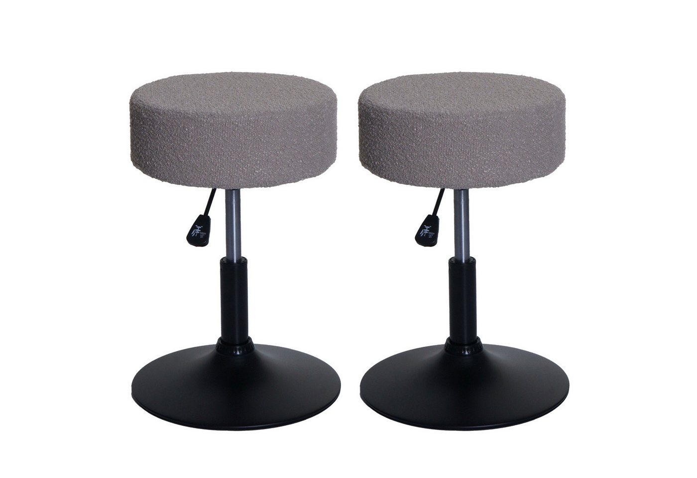 PROREGAL® Drehhocker 2x Hocker höhenverstellbar & drehbar Sitzhöhe 45-57cm Stoff Taupe (2 St), 360° drehbar & stufenlos höhenverstellbarer Sitzhocker Schminkhocker von PROREGAL®
