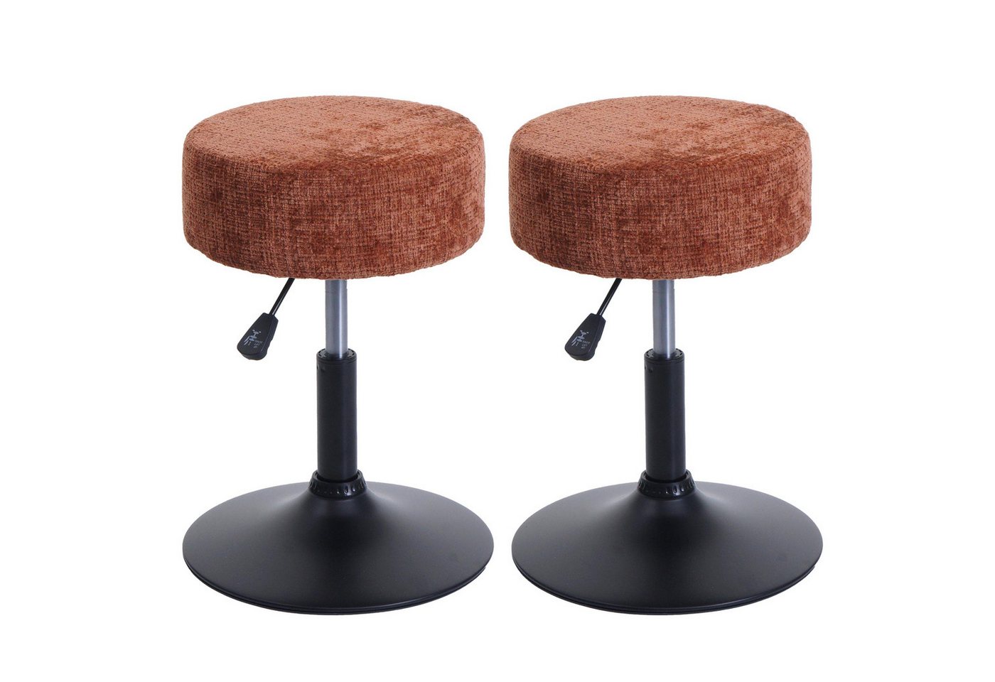 PROREGAL® Drehhocker 2x Hocker höhenverstellbar & drehbar Sitzhöhe 45-57cm Stoff Terrakotta, Höhenverstellbarer Sitzhocker Schminkhocker Sitzhöhe 45-57cm von PROREGAL®