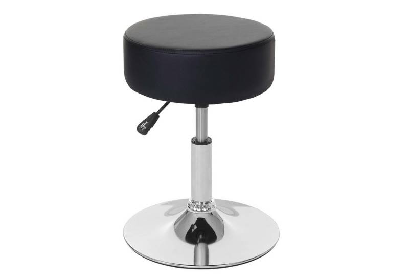 PROREGAL® Drehhocker Hocker höhenverstellbar & drehbar Sitzhöhe 43-55cm Kunstleder Schwarz (1 St), 360° drehbar & stufenlos höhenverstellbarer Sitzhocker Schminkhocker von PROREGAL®