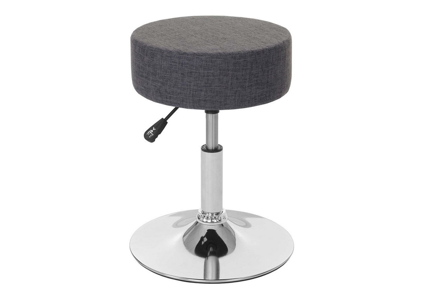PROREGAL® Drehhocker Hocker höhenverstellbar & drehbar Sitzhöhe 43-55cm Stoff Grau (1 St), 360° drehbar & stufenlos höhenverstellbarer Sitzhocker Schminkhocker von PROREGAL®