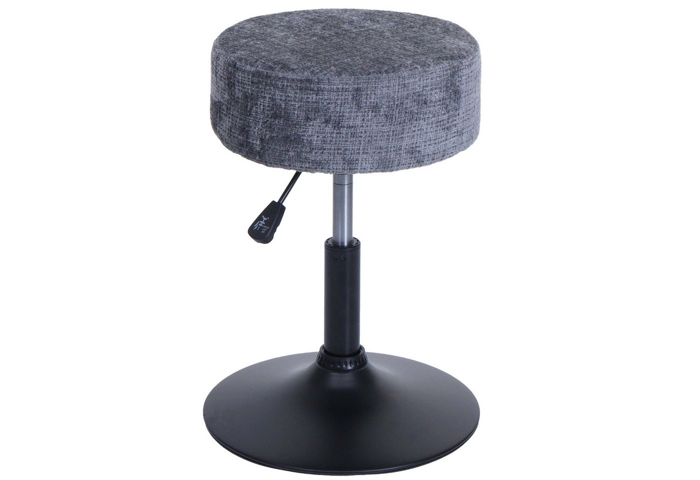 PROREGAL® Drehhocker Hocker höhenverstellbar & drehbar Sitzhöhe 45-57cm Stoff Dunkelgrau (1 St), 360° drehbar & stufenlos höhenverstellbarer Sitzhocker Schminkhocker von PROREGAL®