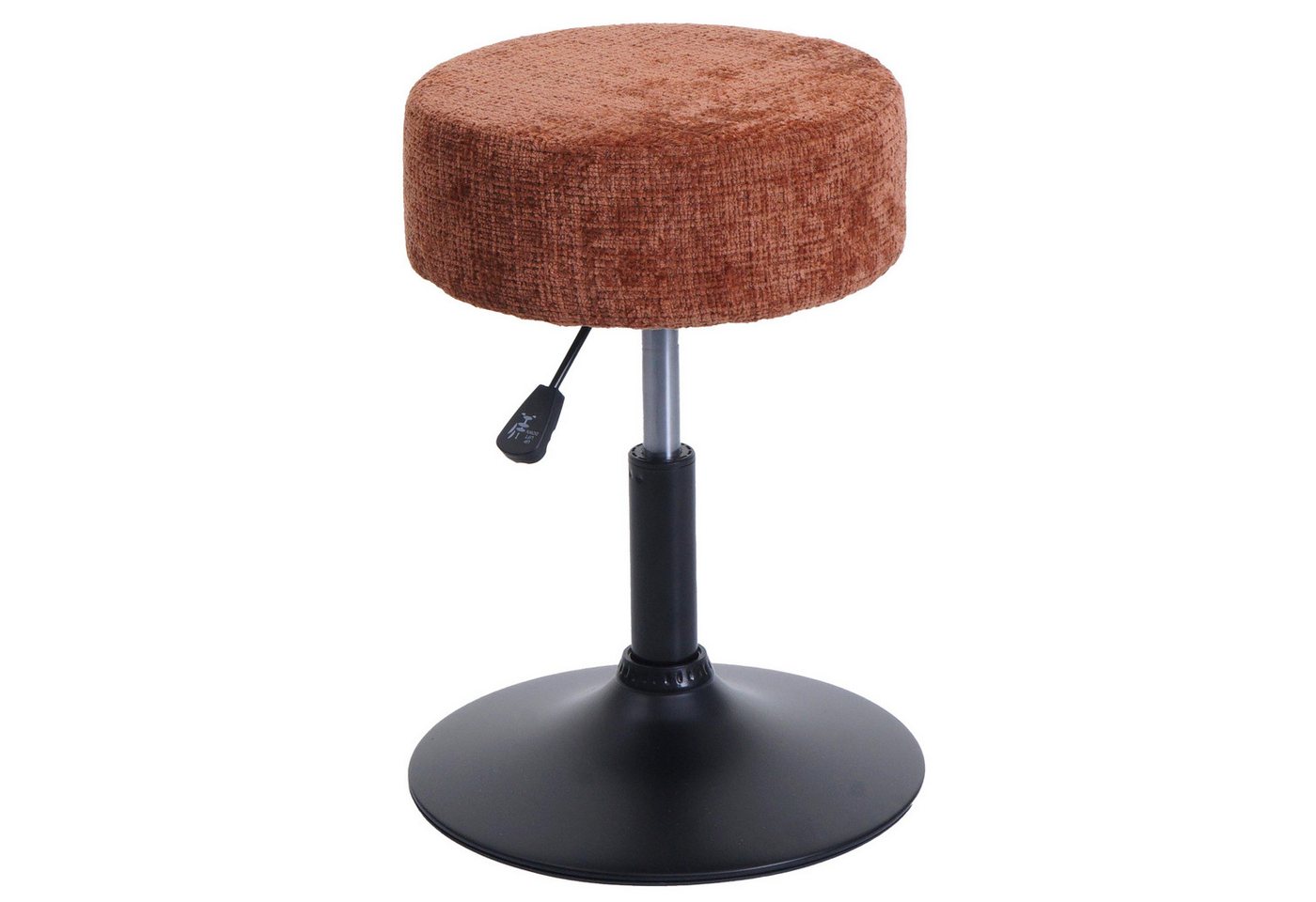 PROREGAL® Drehhocker Hocker höhenverstellbar & drehbar Sitzhöhe 45-57cm Stoff Terrakotta (1 St), 360° drehbar & stufenlos höhenverstellbarer Sitzhocker Schminkhocker von PROREGAL®