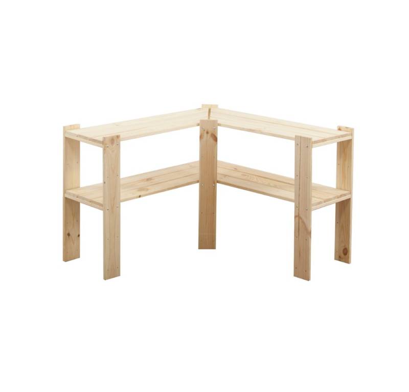 PROREGAL® Eckregal WOODLAND, HxBxT 64x80x50cm, Fachl. 120kg, 2 Ebenen, Kiefer, Natur von PROREGAL®