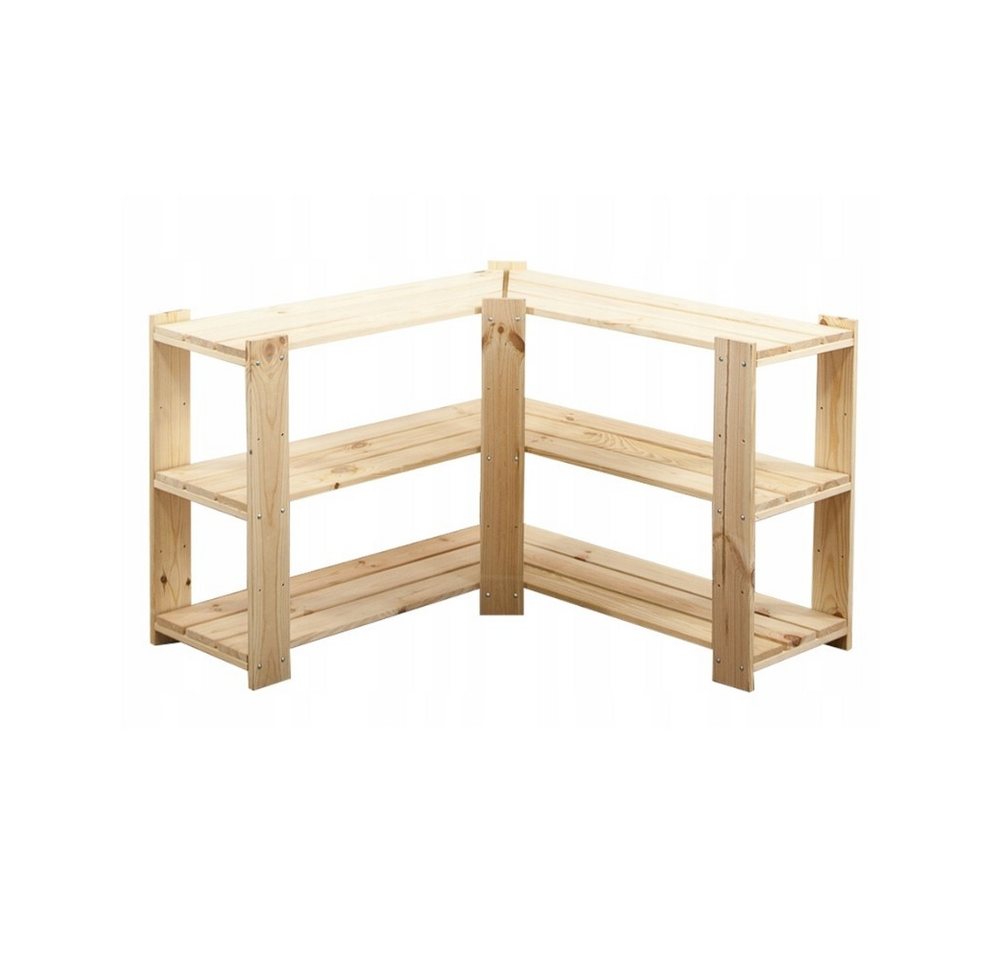 PROREGAL® Eckregal WOODLAND, HxBxT 64x80x50cm, Fachl. 120kg, 2 Ebenen, Kiefer, Natur von PROREGAL®