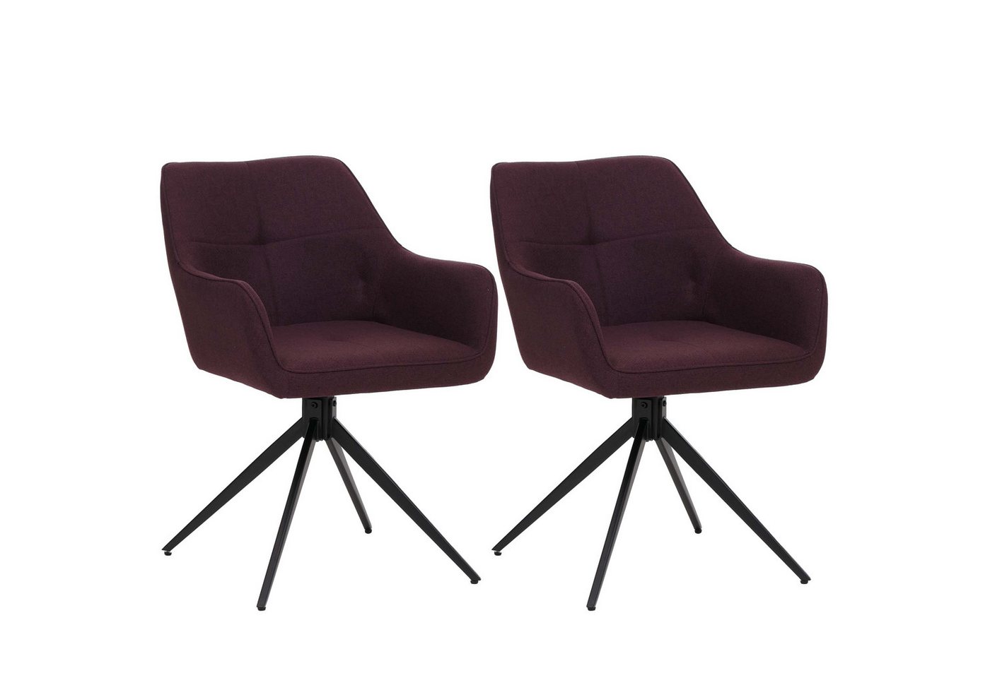 PROREGAL® Esszimmerstuhl 2er-Set Esszimmerstuhl HxBxT 80x53x59cm Sitzhöhe 41cm Stoff Bordeaux von PROREGAL®