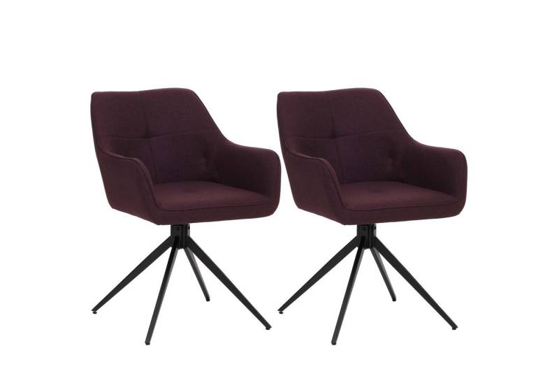PROREGAL® Esszimmerstuhl 2er-Set Esszimmerstuhl HxBxT 80x53x59cm Sitzhöhe 41cm Stoff Bordeaux von PROREGAL®