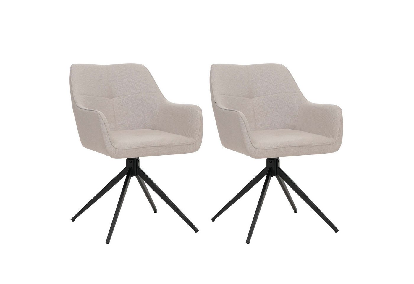 PROREGAL® Esszimmerstuhl 2er-Set Esszimmerstuhl HxBxT 80x53x59cm Sitzhöhe 41cm Stoff CremeWeiß von PROREGAL®