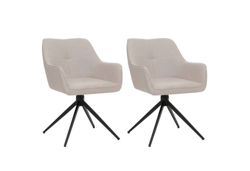 PROREGAL® Esszimmerstuhl 2er-Set Esszimmerstuhl HxBxT 80x53x59cm Sitzhöhe 41cm Stoff CremeWeiß von PROREGAL®