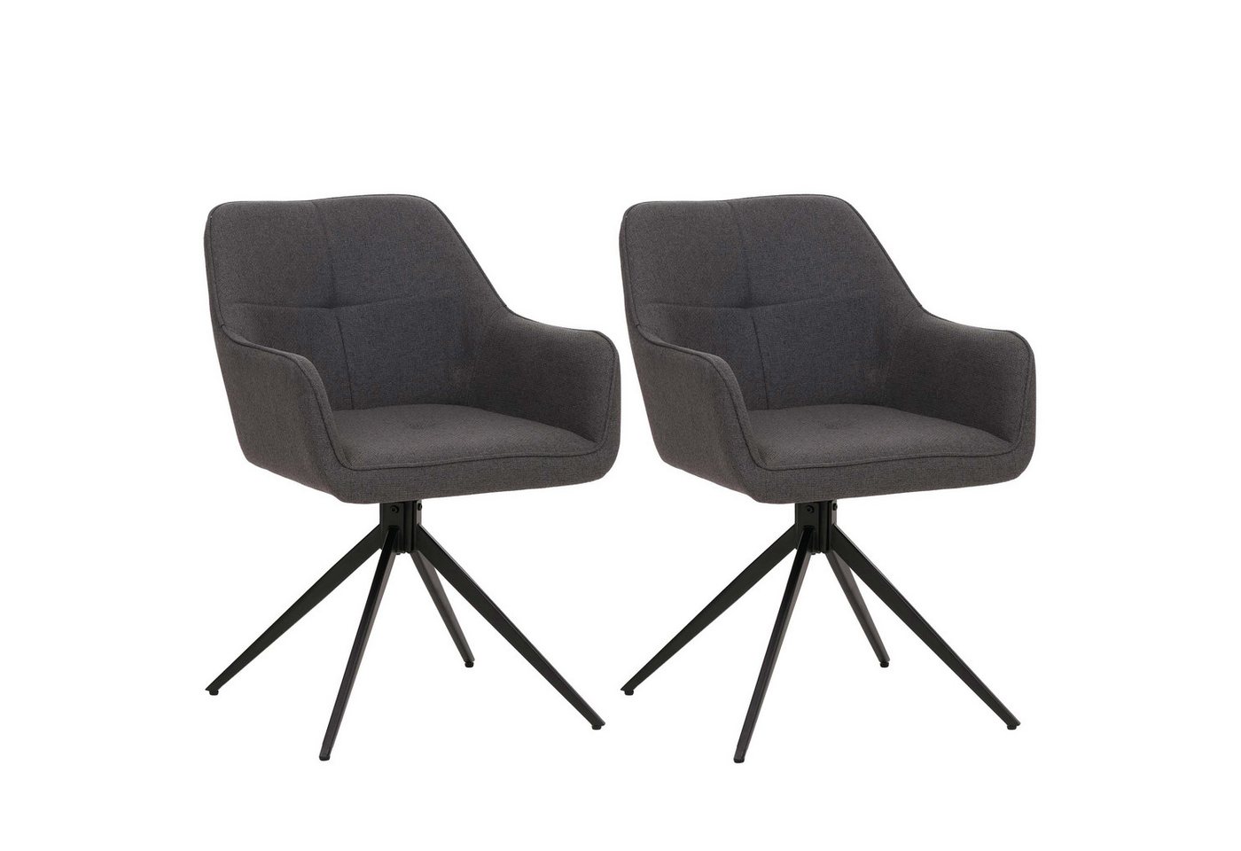 PROREGAL® Esszimmerstuhl 2er-Set Esszimmerstuhl HxBxT 80x53x59cm Sitzhöhe 41cm Stoff Grau von PROREGAL®