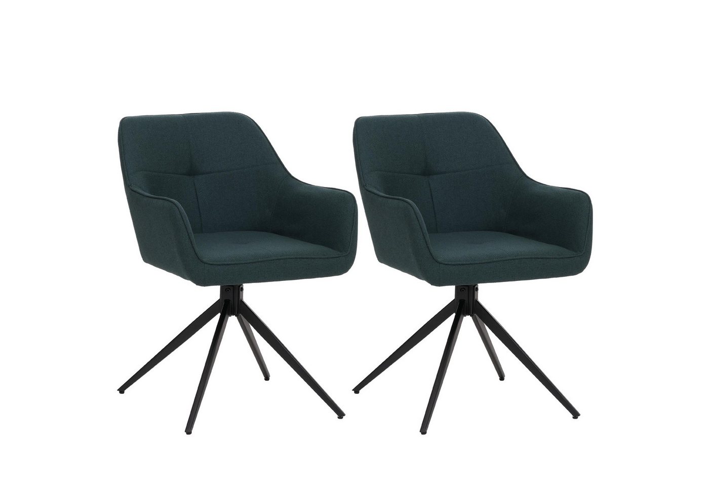 PROREGAL® Esszimmerstuhl 2er-Set Esszimmerstuhl HxBxT 80x53x59cm Sitzhöhe 41cm Stoff Grün von PROREGAL®