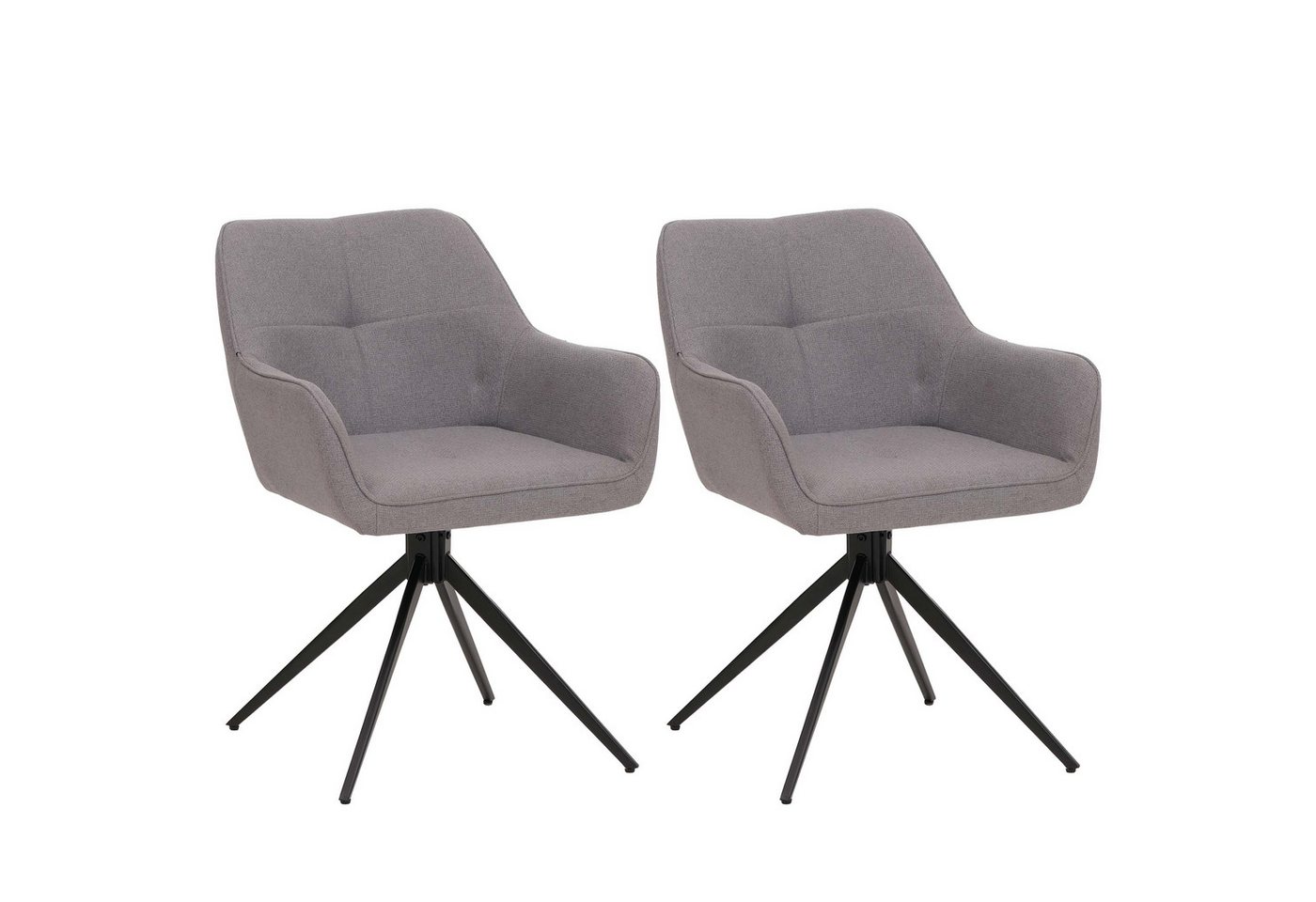 PROREGAL® Esszimmerstuhl 2er-Set Esszimmerstuhl HxBxT 80x53x59cm Sitzhöhe 41cm Stoff Hellgrau von PROREGAL®