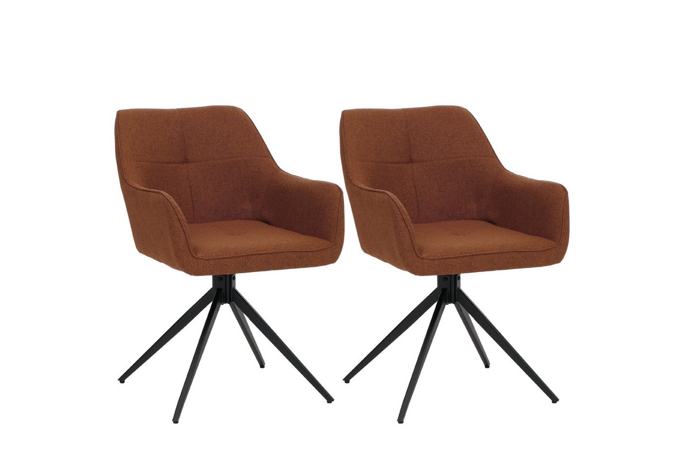 PROREGAL® Esszimmerstuhl 2er-Set Esszimmerstuhl HxBxT 80x53x59cm Sitzhöhe 41cm Stoff Terrakotta von PROREGAL®