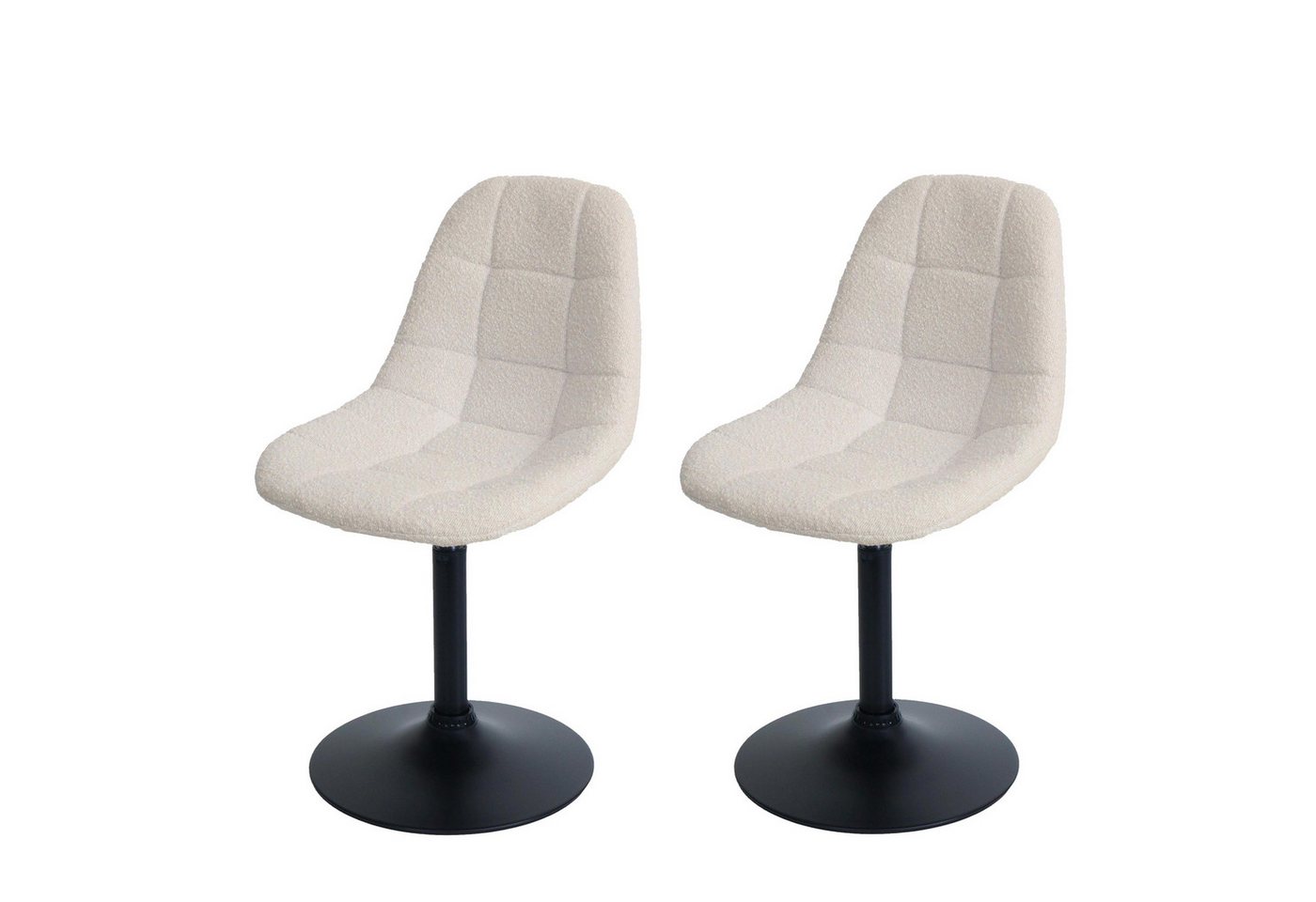 PROREGAL® Esszimmerstuhl 2er-Set Esszimmerstuhl HxBxT 83x47x43cm Stahl Stoff Bouclé Beige von PROREGAL®