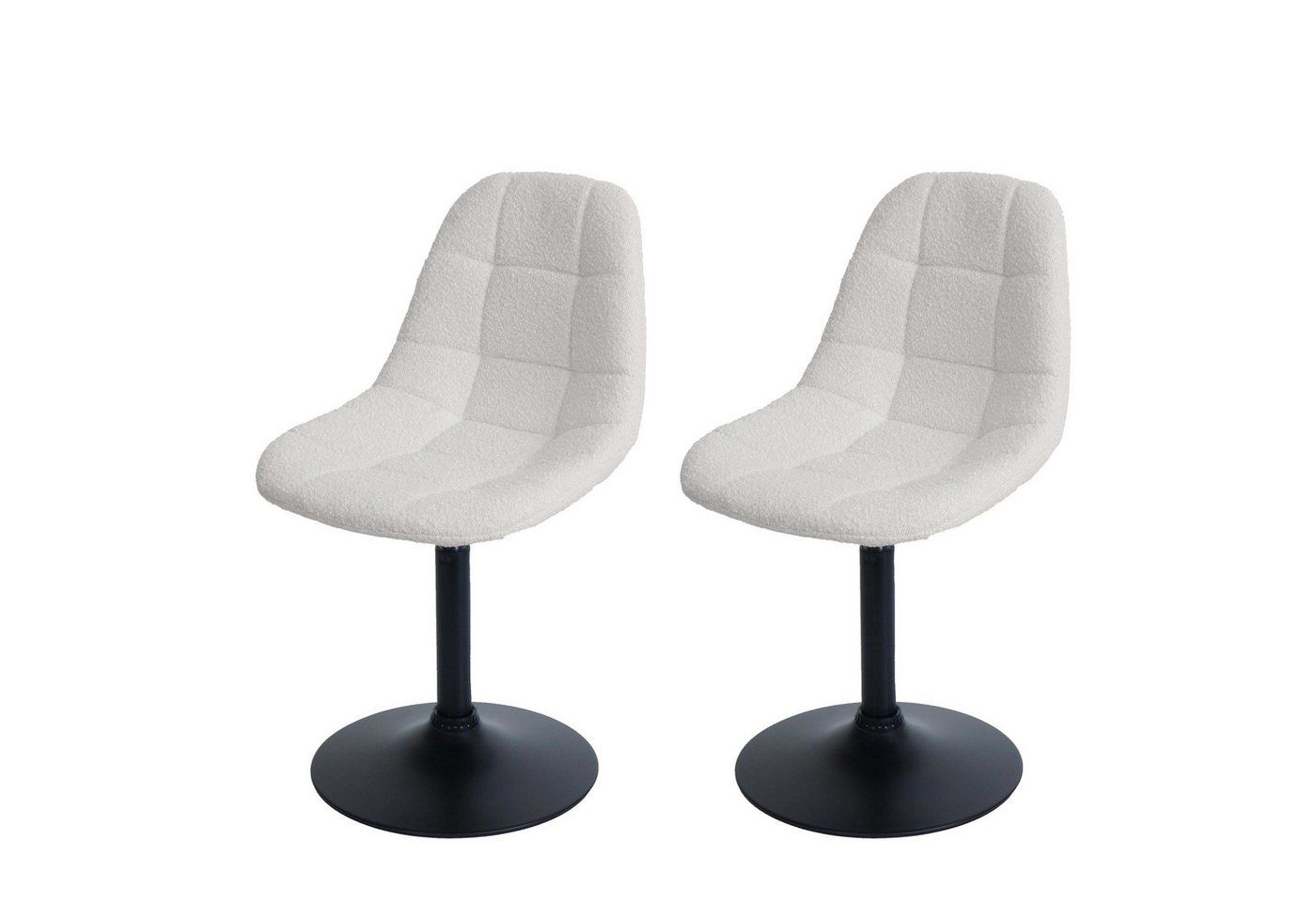PROREGAL® Esszimmerstuhl 2er-Set Esszimmerstuhl HxBxT 83x47x43cm Stahl Stoff Bouclé Creme von PROREGAL®