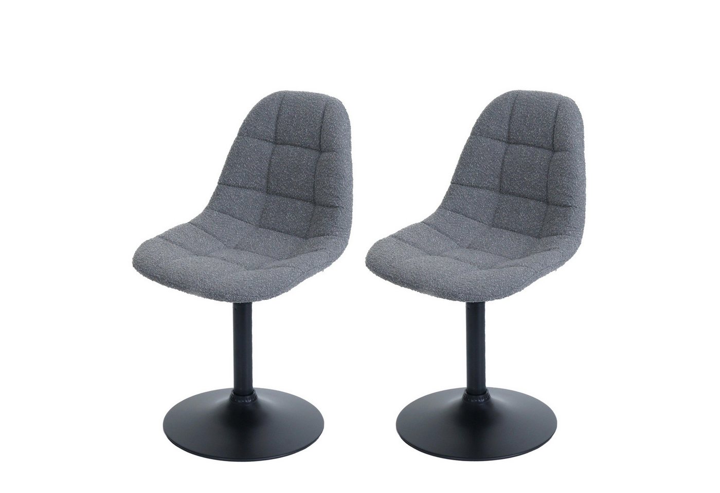 PROREGAL® Esszimmerstuhl 2er-Set Esszimmerstuhl HxBxT 83x47x43cm Stahl Stoff Bouclé Dunkelgrau von PROREGAL®
