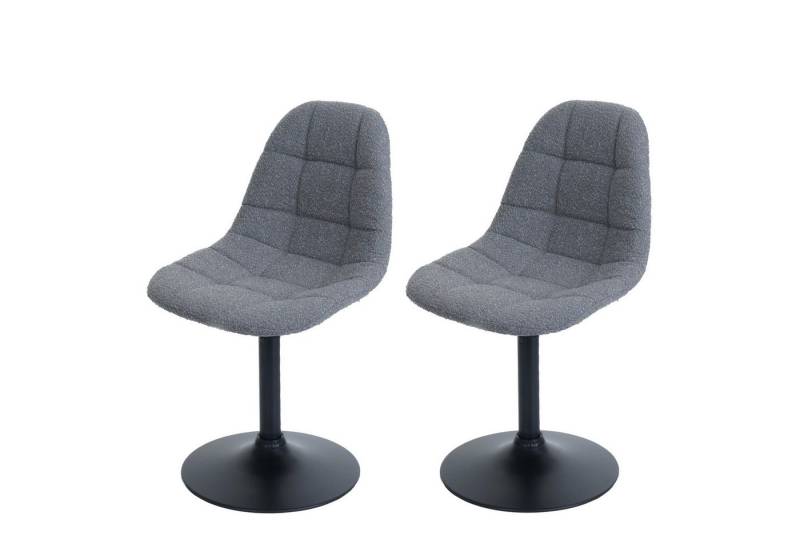 PROREGAL® Esszimmerstuhl 2er-Set Esszimmerstuhl HxBxT 83x47x43cm Stahl Stoff Bouclé Dunkelgrau von PROREGAL®