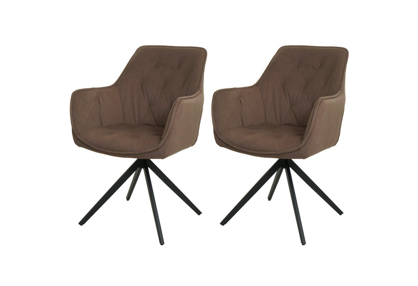 PROREGAL® Esszimmerstuhl 2x Esszimmerstuhl 87x55x60cm Sitzhöhe 48cm Metall Stoff Braun von PROREGAL®