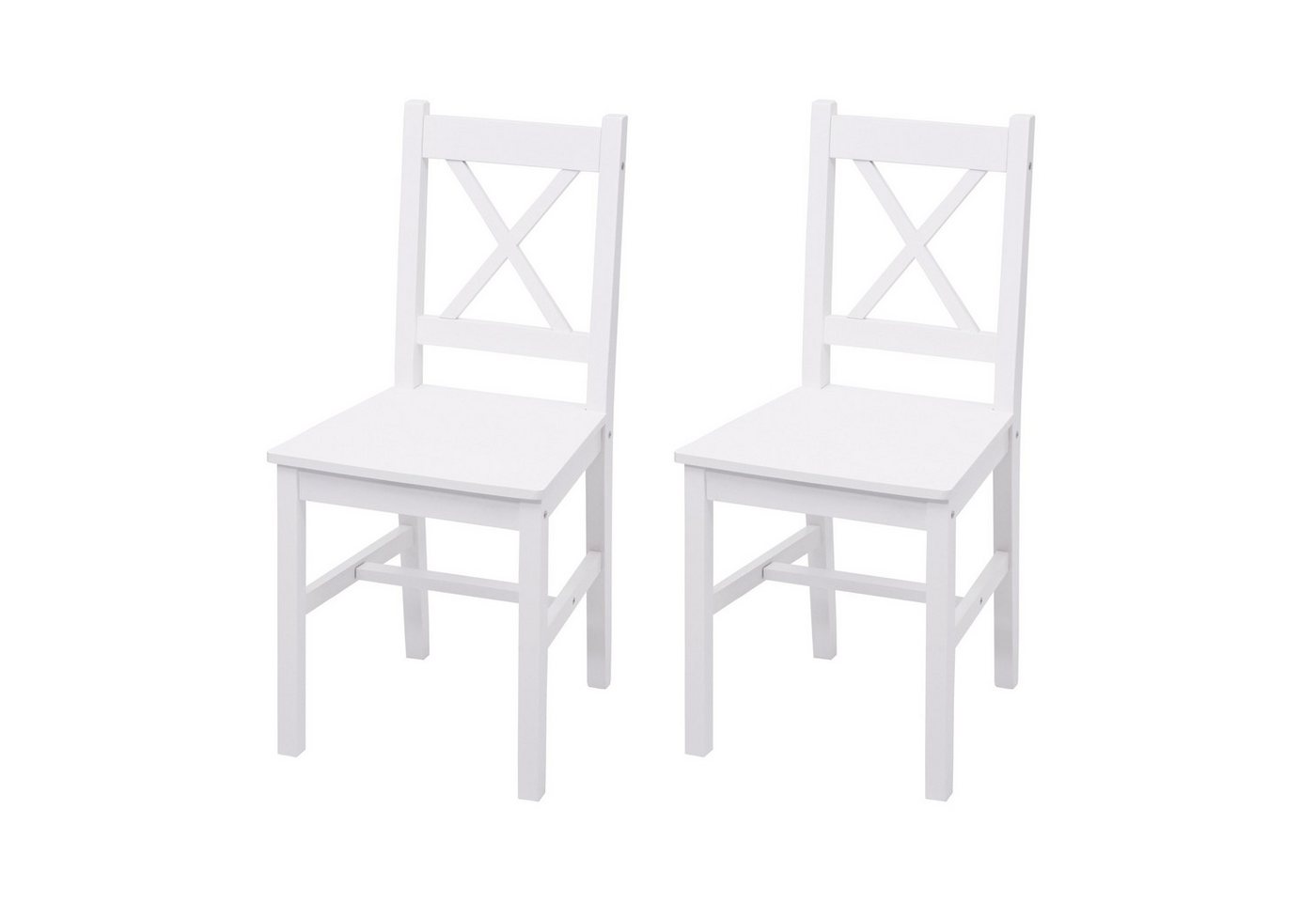 PROREGAL® Esszimmerstuhl 2x Esszimmerstuhl HxBxT 86x40x42cm Massiv-Holz Landhaus Weiß Lehnstuhl von PROREGAL®