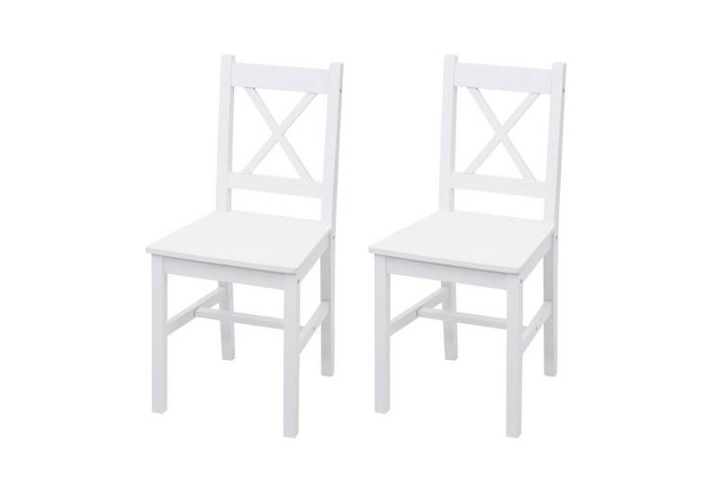 PROREGAL® Esszimmerstuhl 2x Esszimmerstuhl HxBxT 86x40x42cm Massiv-Holz Landhaus Weiß Lehnstuhl von PROREGAL®