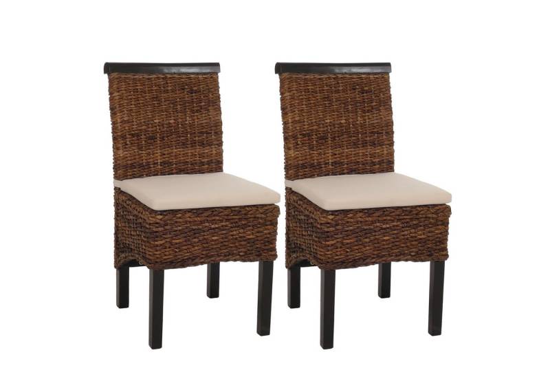 PROREGAL® Esszimmerstuhl 2x Esszimmerstuhl Korbstuhl HxBxT 93x47x43cm dunkel mit Kissen von PROREGAL®