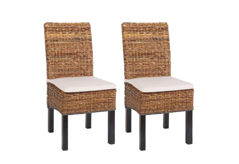 PROREGAL® Esszimmerstuhl 2x Esszimmerstuhl Korbstuhl Malibu HxBxT 96x46x41cm dunkel mit Kissen von PROREGAL®