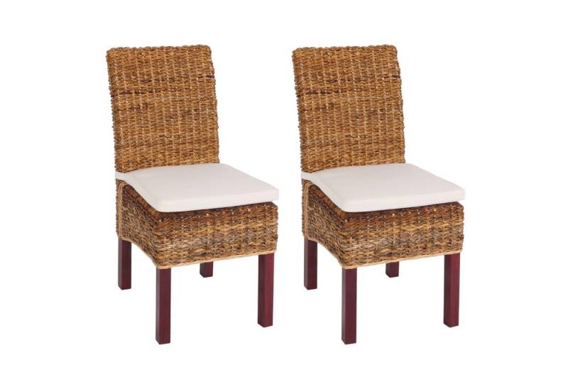 PROREGAL® Esszimmerstuhl 2x Esszimmerstuhl Korbstuhl Malibu HxBxT 96x46x41cm hell mit Kissen von PROREGAL®