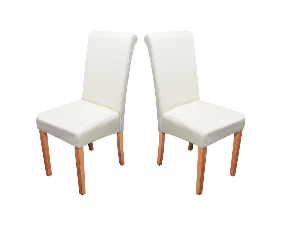 PROREGAL® Esszimmerstuhl 2x Esszimmerstuhl Küchenstuhl HxBxT 99x41x60cm Leder Creme helle Beine von PROREGAL®