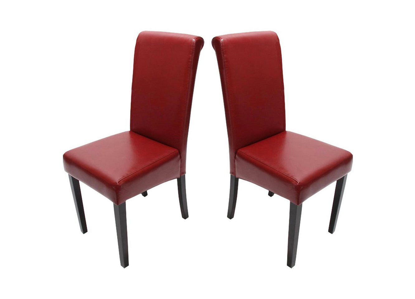 PROREGAL® Esszimmerstuhl 2x Esszimmerstuhl Küchenstuhl HxBxT 99x41x60cm Leder Rot dunkle Beine von PROREGAL®