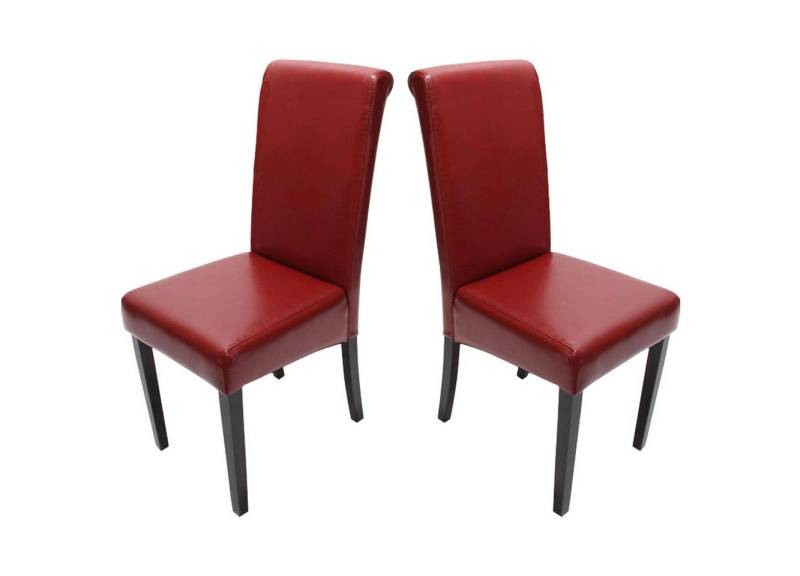 PROREGAL® Esszimmerstuhl 2x Esszimmerstuhl Küchenstuhl HxBxT 99x41x60cm Leder Rot dunkle Beine von PROREGAL®