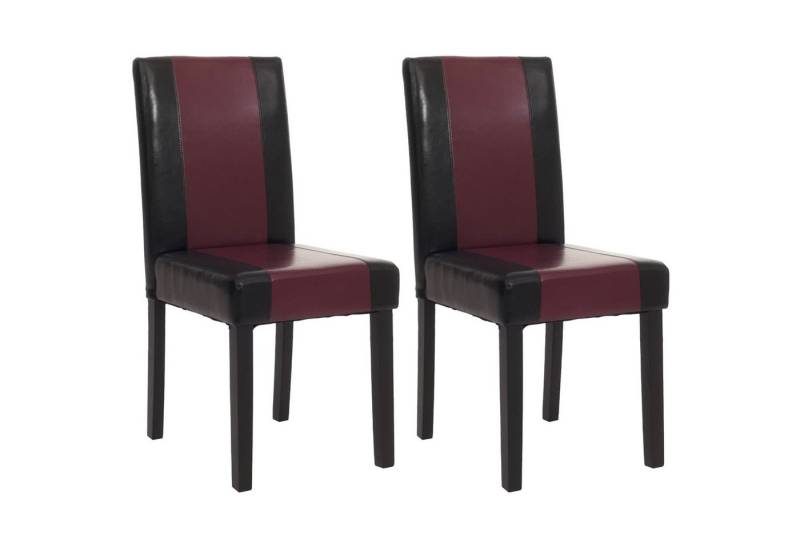 PROREGAL® Esszimmerstuhl 2x Esszimmerstuhl Stuhl Küchenstuhl 90x43x56cm Kunstleder Schwarz-Rot von PROREGAL®