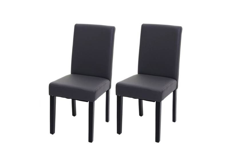 PROREGAL® Esszimmerstuhl 2x Esszimmerstuhl Stuhl Küchenstuhl HxBxT 90x43x56cm Kunstleder Grau von PROREGAL®